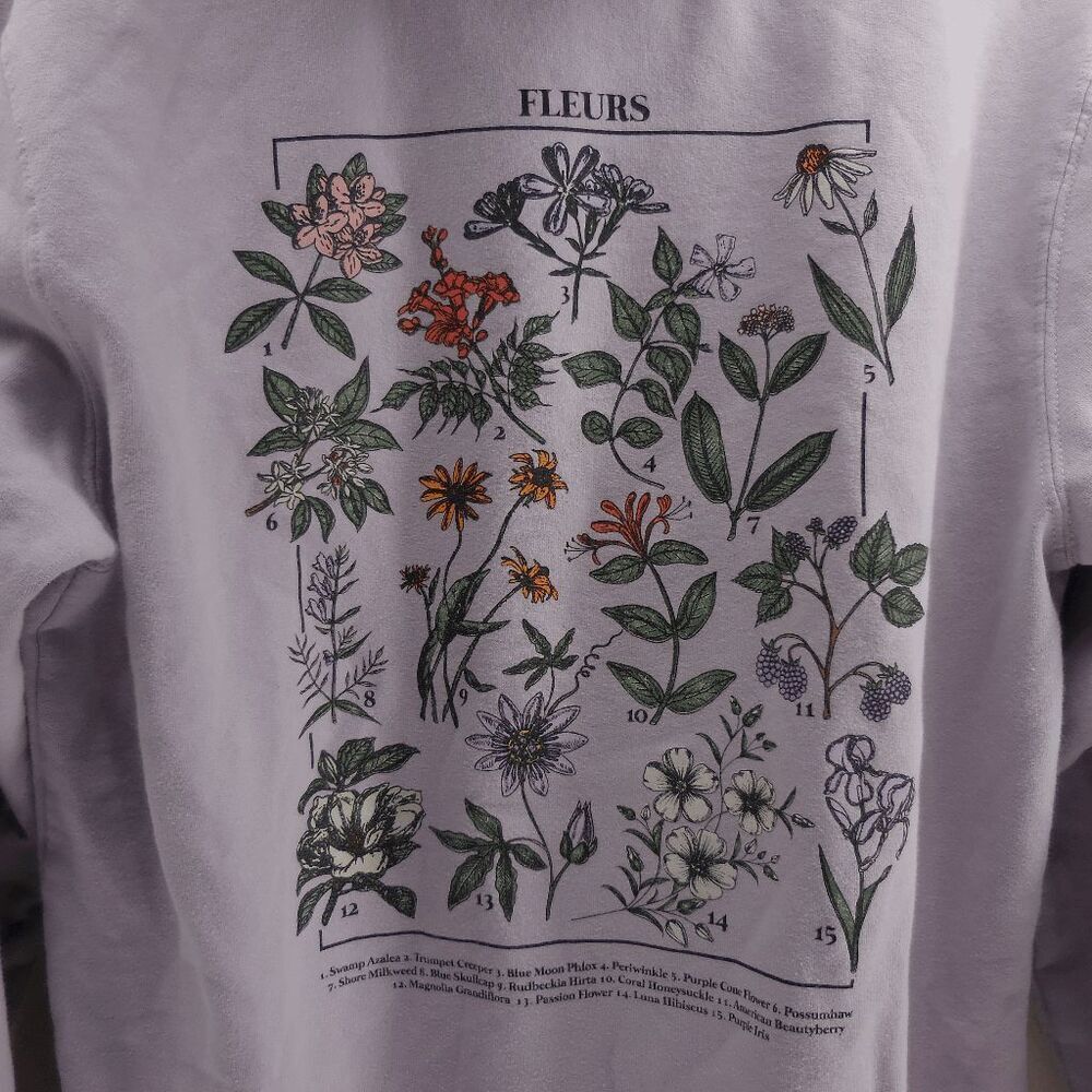 BSR by Samii Ryan‎ Womens Small Hoodie Pullover Politics Fleurs Flowers Lavender - Picture 3 of 8